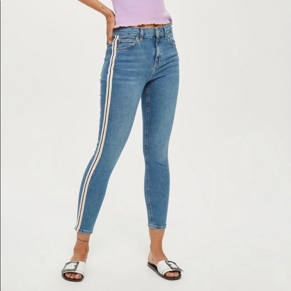 TopShop MOTO Jamie Side Stripe Cropped 30 - Picture 1 of 9